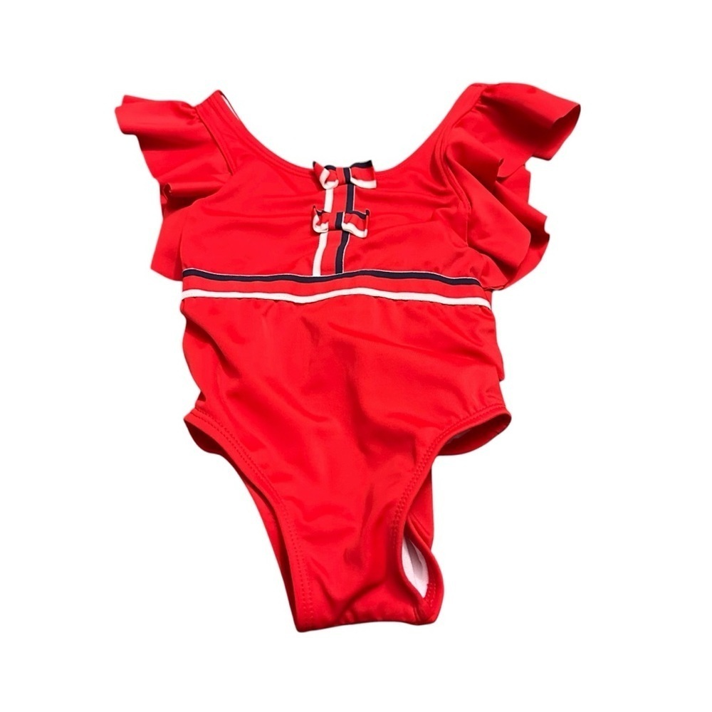 Janie and Jack Red Ruffle One Piece Swimsuit